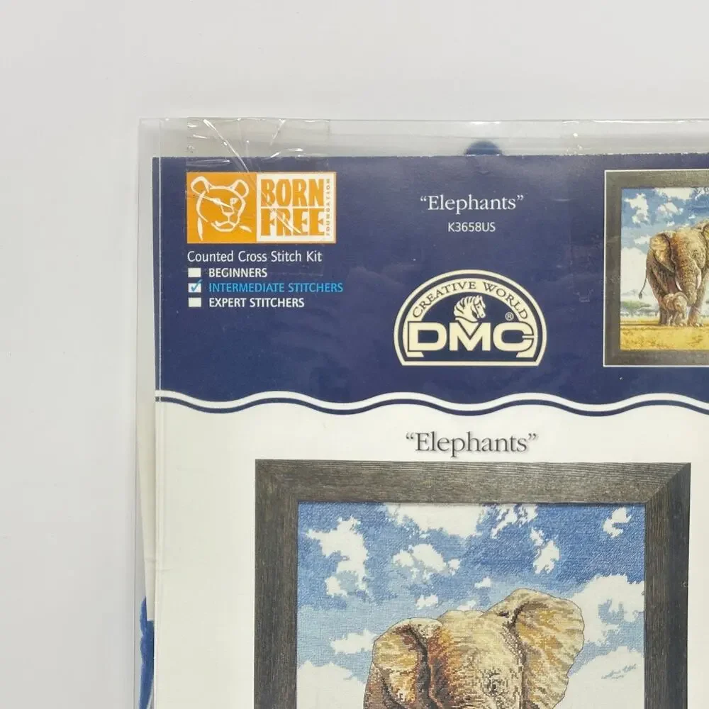 DMC Creative World Counted Cross Stitch Kit Elephants K3658US 14x17 16Aida *Read